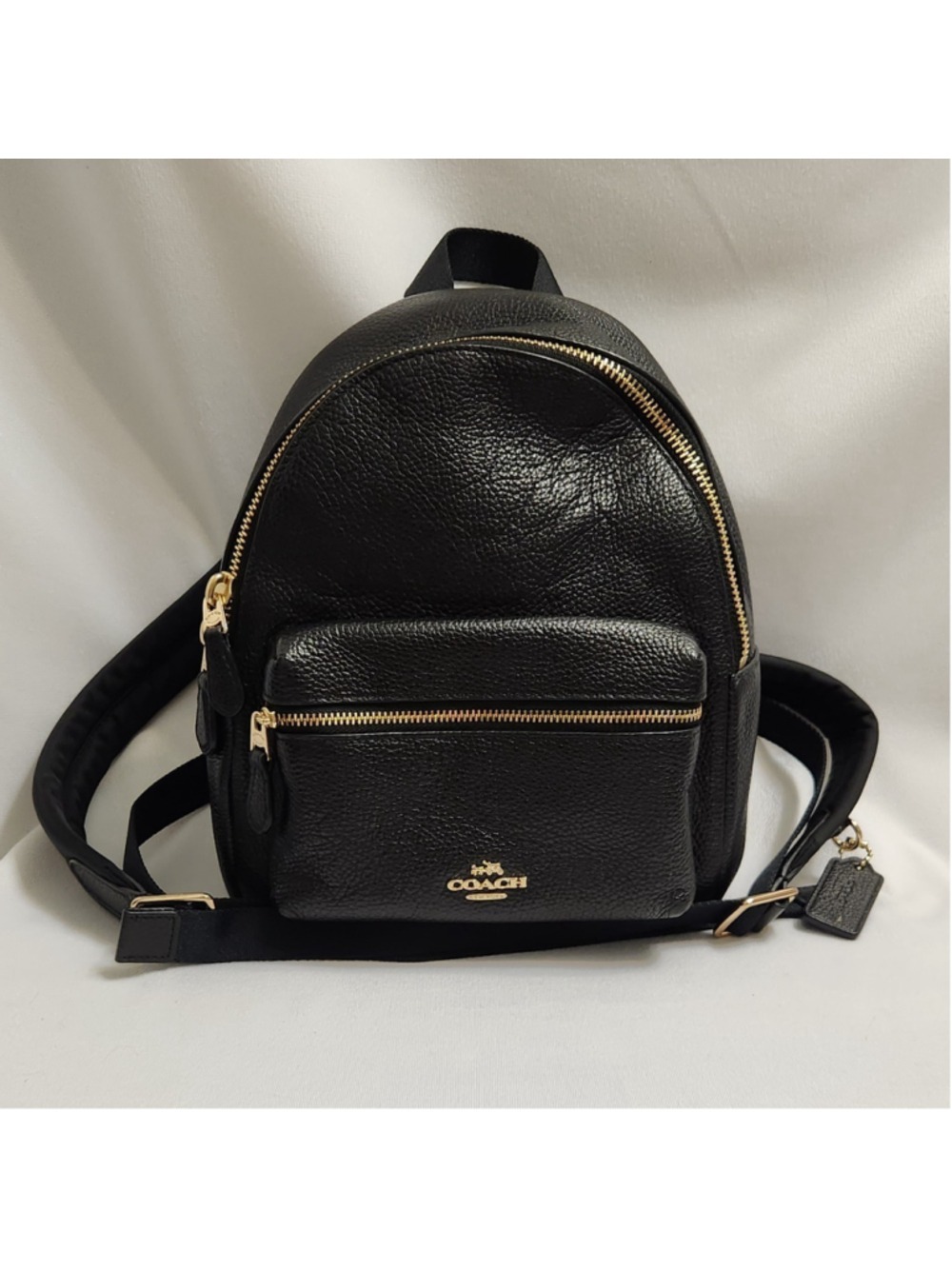 Coach Taylor Small Black Pebble Leather Backpack - Picture 1 of 15